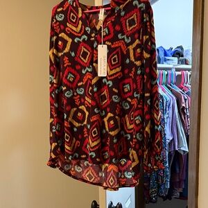 Colorful Geometric Print Blouse